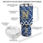 custom navy midshipmen chevron angle blue curved tumbler best selling.webp