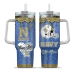custom navy midshipmen heart helmet motif blue curved tumbler best selling.webp