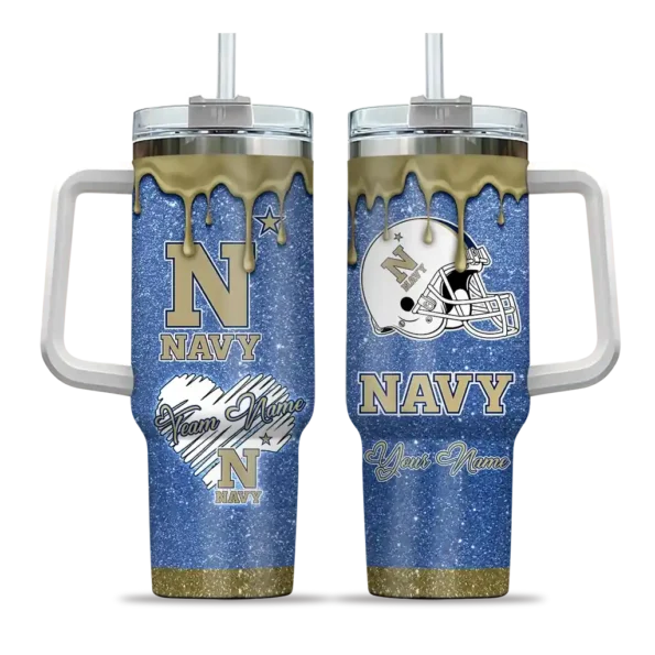 custom navy midshipmen heart helmet motif blue curved tumbler best selling.webp