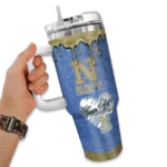 custom navy midshipmen heart helmet motif blue curved tumbler best selling.webp