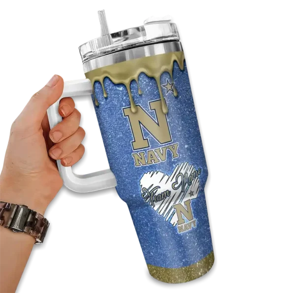custom navy midshipmen heart helmet motif blue curved tumbler fashion forward.webp