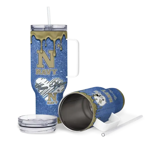 custom navy midshipmen heart helmet motif blue curved tumbler high quality.webp