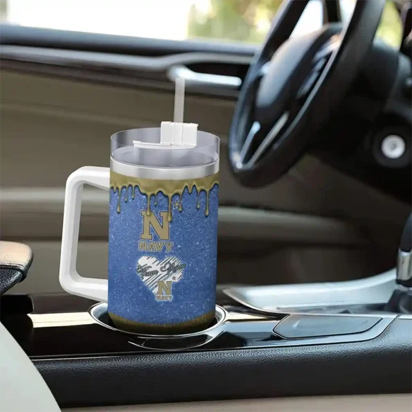 custom navy midshipmen heart helmet motif blue curved tumbler trendy.webp