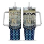 custom navy midshipmen hex texture blue curved tumbler best selling.webp