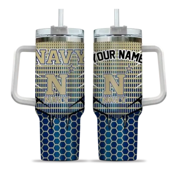 custom navy midshipmen hex texture blue curved tumbler best selling.webp