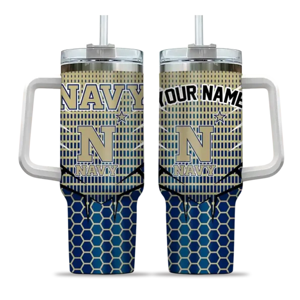 custom navy midshipmen hex texture blue curved tumbler best selling.webp
