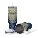 custom navy midshipmen hex texture blue curved tumbler best selling.webp