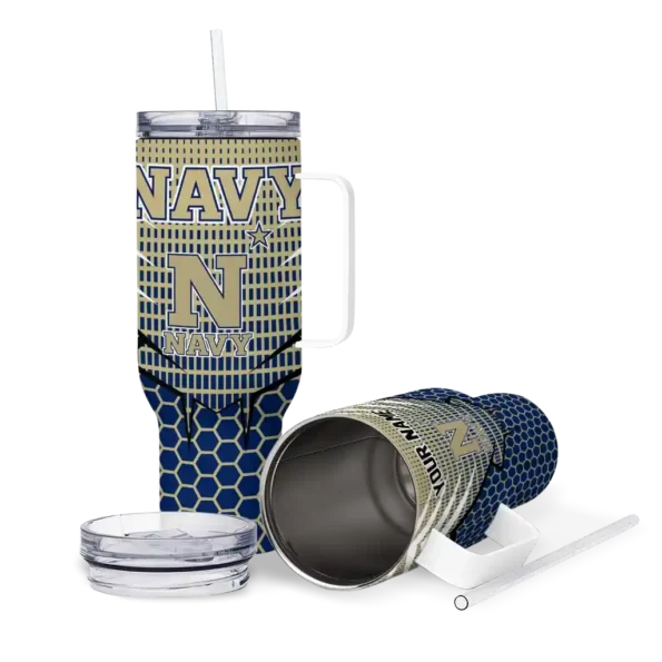 custom navy midshipmen hex texture blue curved tumbler high quality.webp