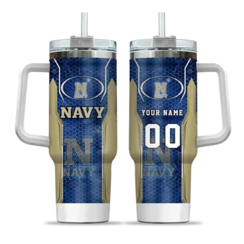 custom navy midshipmen hexagon armor blue curved tumbler best selling.webp