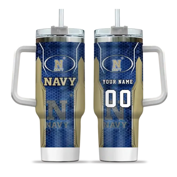 custom navy midshipmen hexagon armor blue curved tumbler best selling.webp
