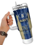 custom navy midshipmen hexagon armor blue curved tumbler best selling.webp