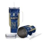 custom navy midshipmen hexagon armor blue curved tumbler best selling.webp