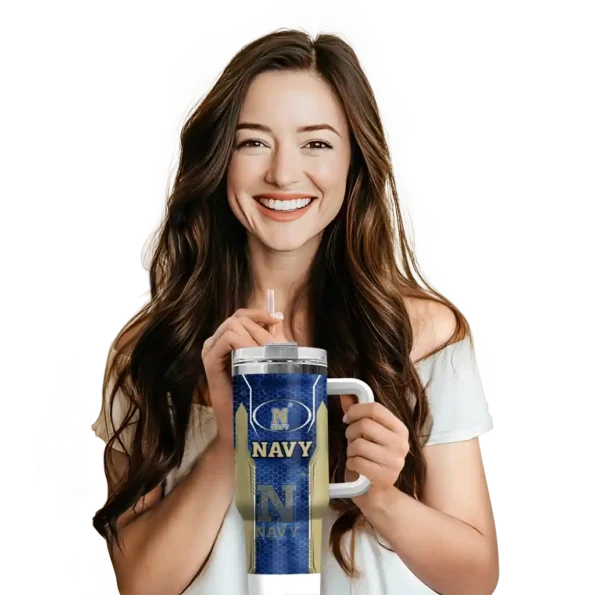 custom navy midshipmen hexagon armor blue curved tumbler premium grade.webp