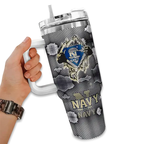 custom navy midshipmen superman shield blue gray curved tumbler fashion forward.webp