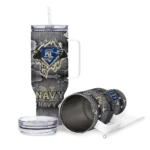 custom navy midshipmen superman shield blue gray curved tumbler best selling.webp
