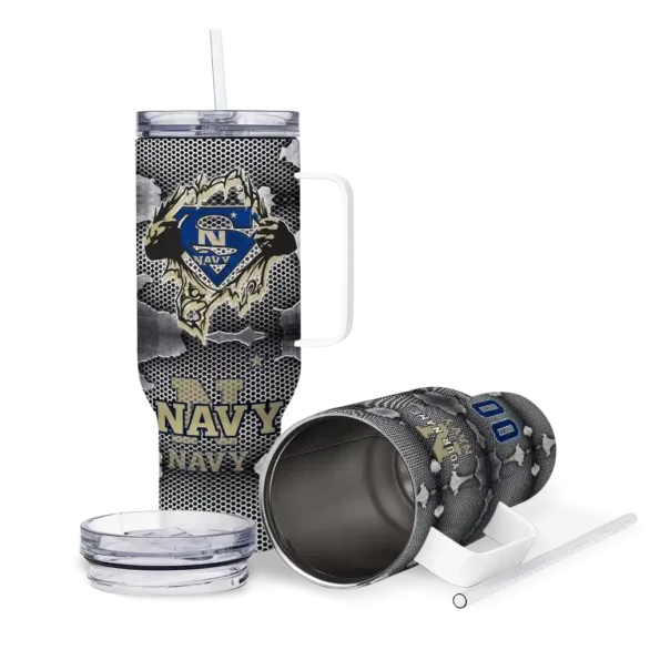 custom navy midshipmen superman shield blue gray curved tumbler high quality.webp