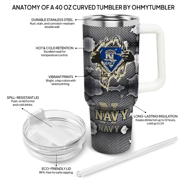 custom navy midshipmen superman shield blue gray curved tumbler new arrival.webp