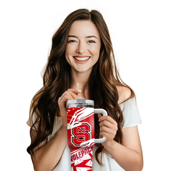 custom nc state wolfpack abstract paths red curved tumbler premium grade.webp