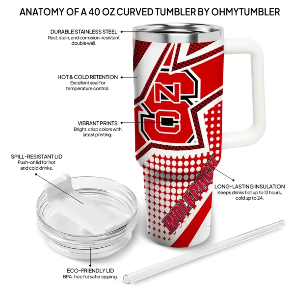 custom nc state wolfpack arrow burst red curved tumbler new arrival.webp