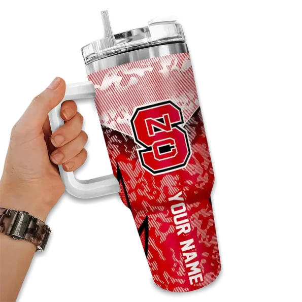 custom nc state wolfpack chevron stripe red curved tumbler fashion forward.webp