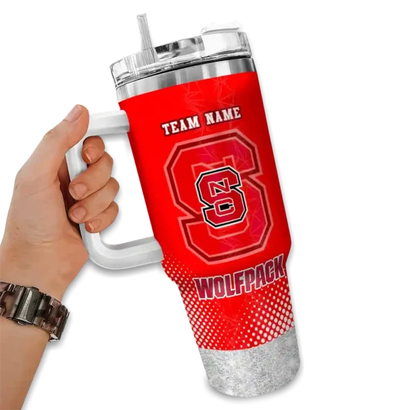 custom nc state wolfpack geometric prism red curved tumbler fashion forward.webp