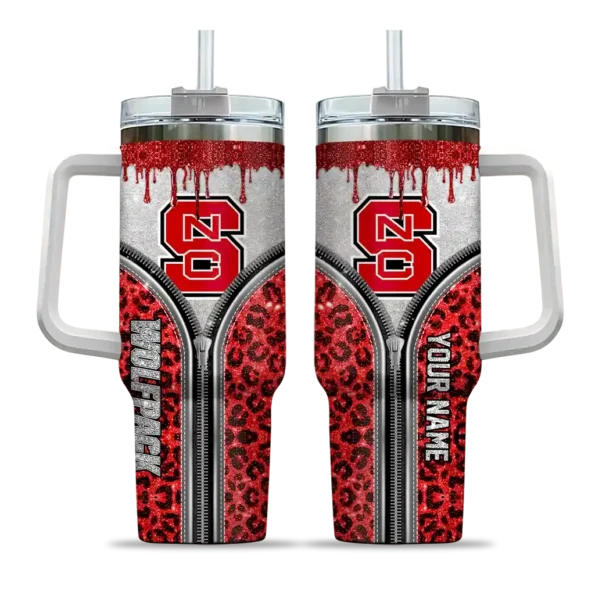 custom nc state wolfpack leopard zipper red curved tumbler best selling.webp