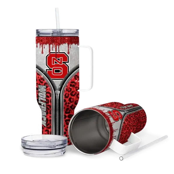 custom nc state wolfpack leopard zipper red curved tumbler high quality.webp