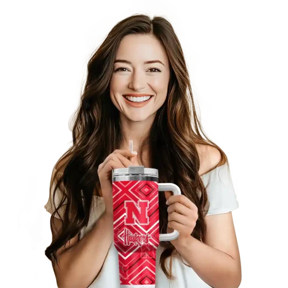 custom nebraska cornhuskers bold diamonds red curved tumbler premium grade.webp