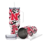 custom nebraska cornhuskers camo mashup red white curved tumbler best selling.webp