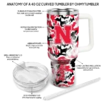 custom nebraska cornhuskers camo mashup red white curved tumbler best selling.webp