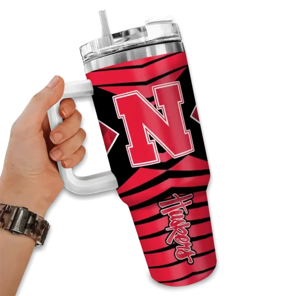 custom nebraska cornhuskers chevron layers red curved tumbler fashion forward.webp