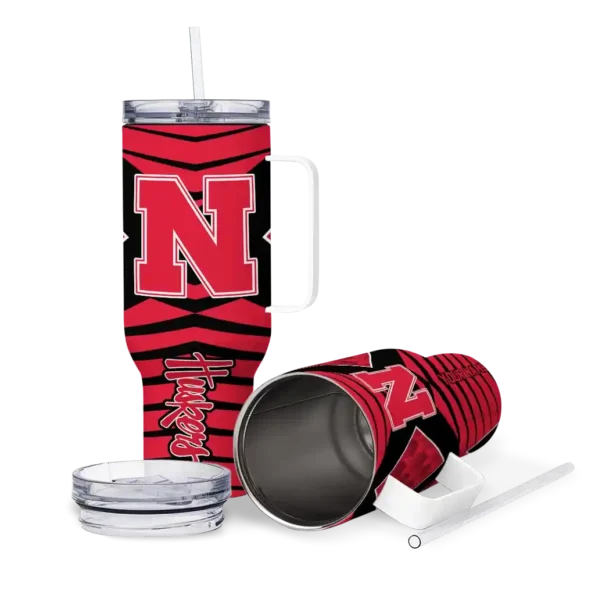 custom nebraska cornhuskers chevron layers red curved tumbler high quality.webp