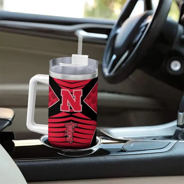 custom nebraska cornhuskers chevron layers red curved tumbler trendy.webp