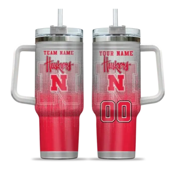 custom nebraska cornhuskers gradient dots red curved tumbler best selling.webp
