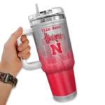 custom nebraska cornhuskers gradient dots red curved tumbler best selling.webp