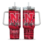 custom nebraska cornhuskers honey streaks red curved tumbler best selling.webp