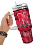 custom nebraska cornhuskers honey streaks red curved tumbler best selling.webp