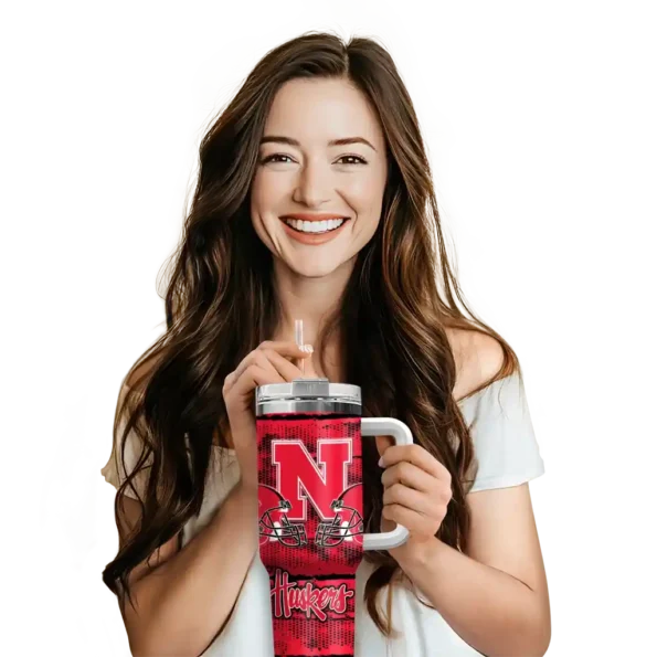 custom nebraska cornhuskers honey streaks red curved tumbler premium grade.webp