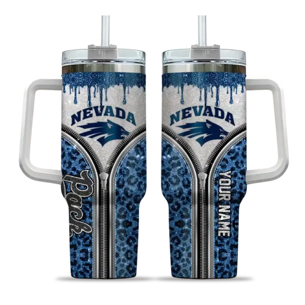 custom nevada wolf pack leopard zipper blue curved tumbler best selling.webp