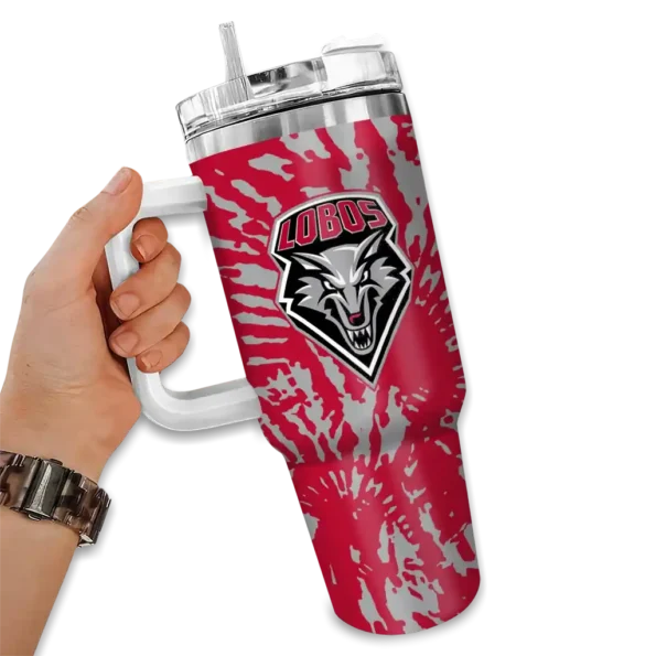 custom new mexico lobos burst swirl red curved tumbler fashion forward.webp