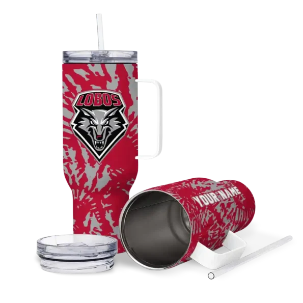 custom new mexico lobos burst swirl red curved tumbler high quality.webp