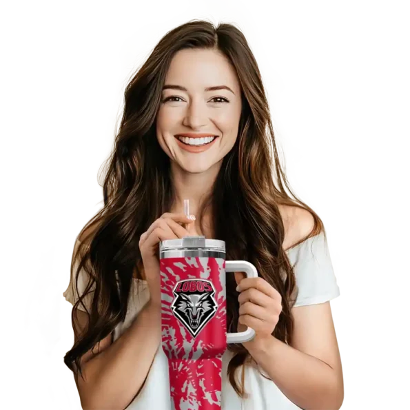custom new mexico lobos burst swirl red curved tumbler premium grade.webp