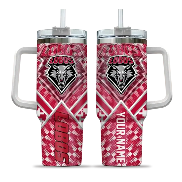 custom new mexico lobos chevron angle red curved tumbler best selling