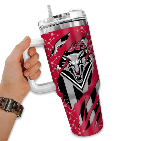 custom new mexico lobos claw cut red black curved tumbler fashion forward.webp