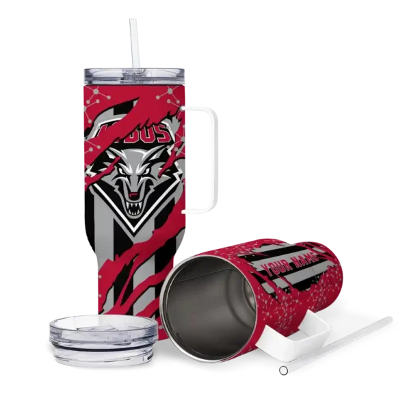 custom new mexico lobos claw cut red black curved tumbler high quality.webp