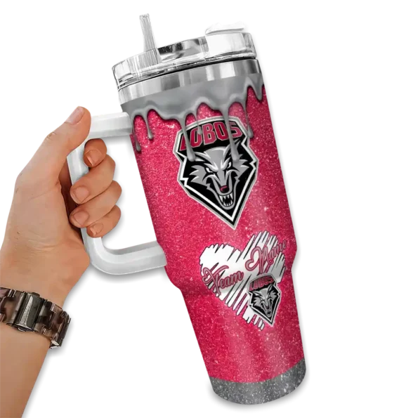 custom new mexico lobos heart helmet motif red curved tumbler fashion forward.webp