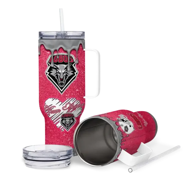 custom new mexico lobos heart helmet motif red curved tumbler high quality.webp