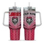 custom new mexico lobos hex texture red curved tumbler best selling.webp