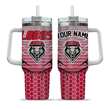custom new mexico lobos hex texture red curved tumbler best selling.webp
