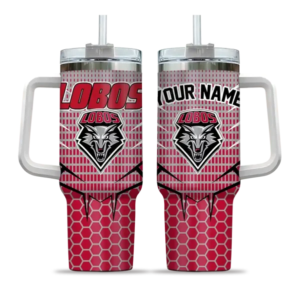 custom new mexico lobos hex texture red curved tumbler best selling.webp